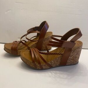 Blowfish Sandals Womens 10 Ankle-Strap Brown Open Toe Wedge Heels Casual Comfort